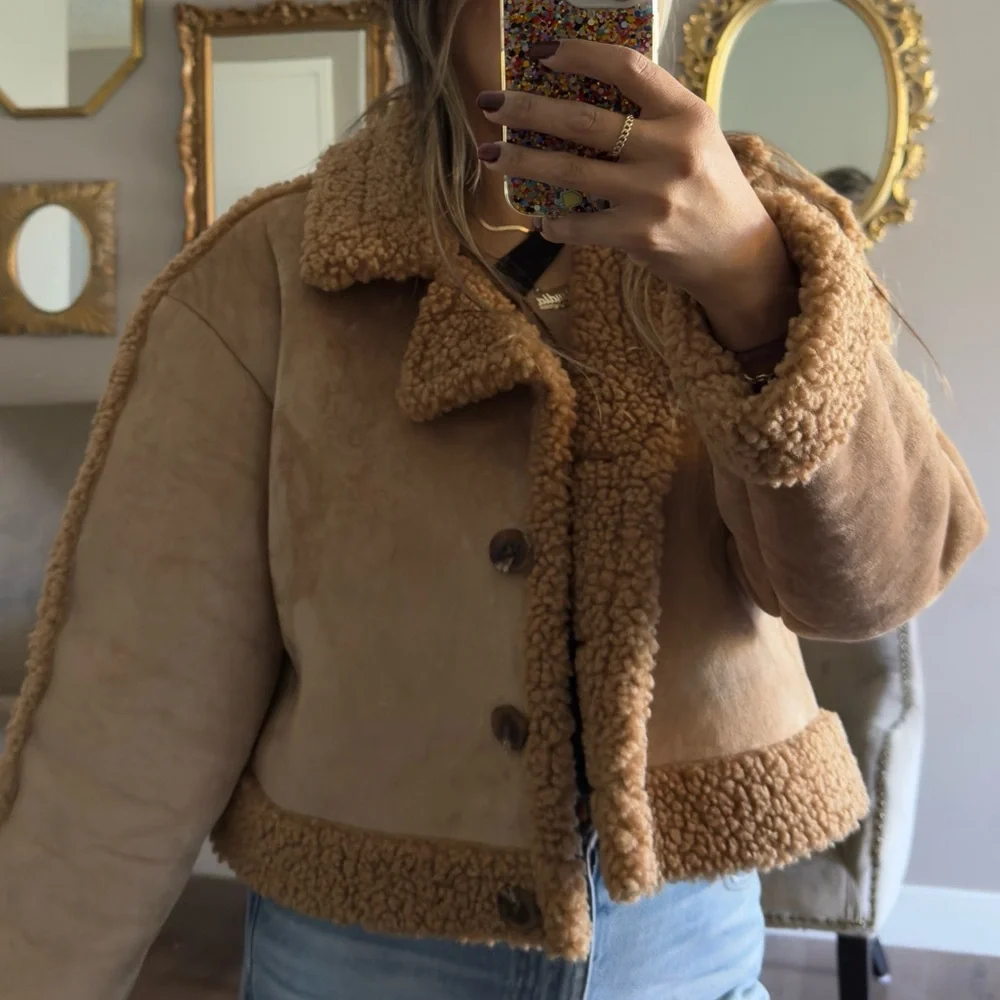 Tan Shearling & suede Jacket medium - Picture 4 of 5